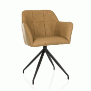 Chaise de salle à manger / chaise rembourrée ELVERUM SPU similicuir cognac hjh LIVING - marron plastique 729489