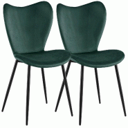 CLP Lot de 2 Chaises de Salle a Manger Maika Velours HBT: 80x50x58 cm Vert Velours - vert textile 328541