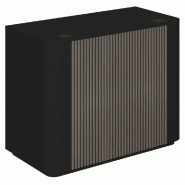 Comptoir noir Vertigo T01 2 angles arrondis MDF noir et noyer foncé 120x60x93cm