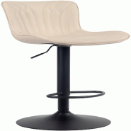 Décoshop26 - Tabouret de bar chaise haute x1 avec coutures décoratives en PVC crème pieds en métal noir 10_0005168 - noir 3000252496801