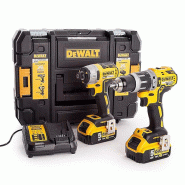 DEWALT Coffret Perceuse Visseuse à Percussion Et Visseuse à Chocs 18v - 5ah dck266p2t - jaune 5035048668733