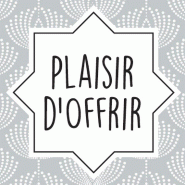 Étiquettes cadeaux adhésives Plaisir d'offrir - fond gris 3,5x35cm - par 500