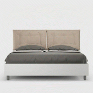 Itamoby Lit double Egos Annalisa 160x190 en frene blanc avec coussins en similicuir gris tourterelle - beige VE16EGANNACNT-23
