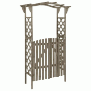 Pergola avec portail 116x40x204 cm Gris Bois de sapin massif Modèle AbriÉté 47 - 316393