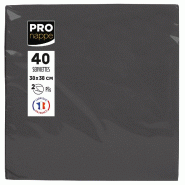 Pronappe - Réf.SV623821I - Carton de 1200 Serviettes ouate 2 plis - papier micro gaufré - 38 X 38 cm - 30 paquets de 40 serviettes Noir - noir texti