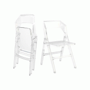 Lot de 2 chaises pliantes Clear finition transparente Lot de 2 chaises pliantes Clear finition transparente