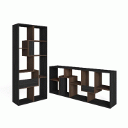 SKRAUT HOME Étagère Bibliothèque, 162x67x31cm, Salon, Bureau, Noir et Chêne foncé - noir Bois manufacturé 607_5
