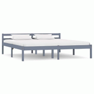 VidaXL Cadre de lit sans matelas gris bois massif de pin 160x200 cm Modèle Belvessal - 283200