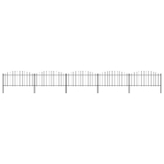 Vidaxl clôture de jardin à dessus en lance acier (0,5-0,75)x8,5 m noir 277707