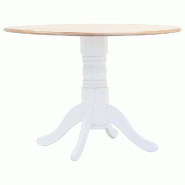VidaXL Table à manger Blanc et marron 106 cm Bois d'hévéa massif Modèle Zenith Prestige Plus - 247354