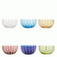 Zafferano Lot De 6 Bols Perle En Verre Coloré Artisanal, Design Élégant Et Vif Pour La Table, Parfaits Pour Service Cocktail Ou Dessert - PR00899