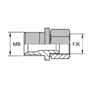 Adaptateur droit mâle BSP pour bague BS x femelle tournant Komatsu® - BMFKO00414 - MBSPCT1/4 / FKO (JIS)14X150