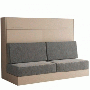 ARMOIRE LIT ESCAMOTABLE VERTIGO SOFA TAUPE CANAPÉ GRIS COUCHAGE 140*200 CM