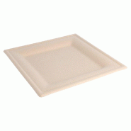 Assiette carrée bagasse naturel 20x20x1cm - par 500