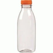 Bouteille avec bouchon orange PET transparent 1L - par 36