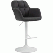 CLP Tabouret de bar Natoma Tissu Noir /Métal blanc mat - noir textile 322953 CLP Tabouret de bar Natoma Tissu Noir /Métal blanc mat - noir textile 322953