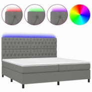 Décoshop26 - Lit LED avec sommier, tête de lit réglable, matelas 200x200 cm tissu gris foncé - TDL0208293 Décoshop26 - Lit LED avec sommier, tête de lit réglable, matelas 200x200 cm tissu gris foncé - TDL0208293