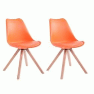 Décoshop26 - Lot de 2 chaises de salle à manger scandinave synthétique orange pieds bois CDS10024 - 3000233378461 Décoshop26 - Lot de 2 chaises de salle à manger scandinave synthétique orange pieds bois CDS10024 - 3000233378461