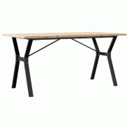 Décoshop26 - Table de salle à manger design industriel 160 x 80 x 75,5 cm bois pin massif et acier DEC036827 - acier 3000261422457
