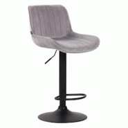 Décoshop26 - Tabouret de bar chaise haute x1 en velours gris coutures verticales support en métal noir 10_0005113 - gris 3000252468952 Décoshop26 - Tabouret de bar chaise haute x1 en velours gris coutures verticales support en métal noir 10_0005113 - gris 3000252468952