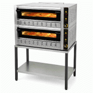 Four à pizza gaz professionnel double pour 12 pizzas de 30 cm avec piètement. Four à pizza avec pierre réfractaire pour pizzerias et CHR. - inox F