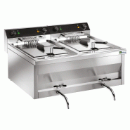 Friteuse de table électrique avec vidange 2 x 12 l et 2 paniers inox - PFRF212