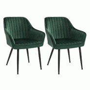 Helloshop26 - Chaise de salle à manger fauteuil siège rembourrée avec accoudoirs largeur d'assise 49 cm pieds en métal revêtement en 12_0004919 -
