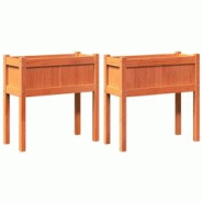 Helloshop26 - Jardinière bac lit surélevé plantes fleurs jardin terrasses lot de 2 avec pieds cire bois de pin massif marron 02_0039024 - 300021797 Helloshop26 - Jardinière bac lit surélevé plantes fleurs jardin terrasses lot de 2 avec pieds cire bois de pin massif marron 02_0039024 - 300021797