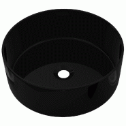 Helloshop26 - Lavabo rond 40x15 cm vasque évier salle de bain toilette céramique noir 02_0002541 - 3000100381532
