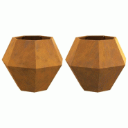 Helloshop26 - Lot de 2 jardinières rectangulaires adaptables extérieur 75 x 75 x 60 cm en acier rouillé 02_0053117 - acier 3000237768428