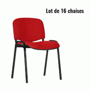 Lot de 16 chaises de réunion Leo en tissu rouge Lot de 16 chaises de réunion Leo en tissu rouge