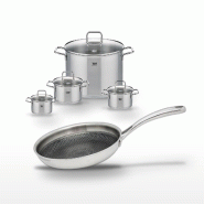 Lot Poêle 24 cm & 4 Faitouts Elo Relief Evolution - gris inox 3176239955750