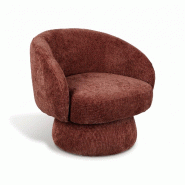 Now's Home - fauteuil pivotant en tissu chenille cherry 78x76.5x72.5cm paloma - 3256390255408