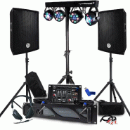 Pack Sono BM SONIC Ampli 1000W, Paire d'Enceintes Passives 2x300W,Table de Mixage,Portique 4 Lumières Xperformer,Pieds+Clé 32G - 3666638039330
