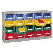 Rack de rangement 20 postes avec bacs plastique 28 litres