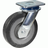 Roulette pivotante de 125 mm avec bande élastique noire sur un moyeu en nylon
