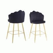 SalesFever Tabouret de bar design | Ensemble de 2 | Velours | L 52 x P 54 x H 100 cm | Noir - noir multi-matériau 396391 SalesFever Tabouret de bar design | Ensemble de 2 | Velours | L 52 x P 54 x H 100 cm | Noir - noir multi-matériau 396391