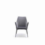 Stones Fauteuil Gin en velours anthracite avec structure en métal noir mat - Design moderne 70x71,5x79 cm - gris textile OM/360/AN