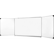 Ulmann tableau triptyque en acier émaillé blanc, crochets porte-cartes, porte-accessoires, ft l400xh100cm
