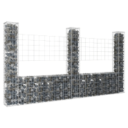 Vidaxl panier de gabion en forme de u avec 3 poteaux fer 260x20x150 cm 151283