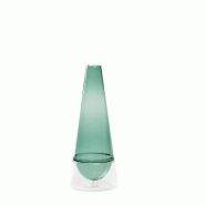 Zafferano Vase Conosfera 58 en verre borosilicaté soufflé à la bouche, technique incalmo, couleur Vert lagon, objet de décoration au design unique