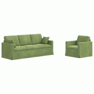 Canapé 2 pcs Vert clair 198 x 78 x 80 cm Velours Modèle Apex Panorama Advance - Matériau naturel 8721364374850