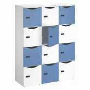 Casier de bureau lockers 12 cases corps blanc porte mix blanc bleu H 170.9cm