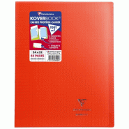 Clairefontaine Lot de 10 Cahier Kover Book 24x32, 48p./24 feuilles 90 g/m² piquées, couv. Transparente rouge, Séyès - 3037929844047