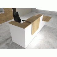 Comptoir d'accueil bi-colore avec PMR Delta et réhausse - Droite, Blanc, Non, 262, Chêne veiné_0