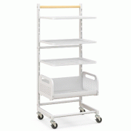 Helloshop26 - Chariot de rangement 35,5 x 29 x 84,5 cm mobile et multifonctionnel style contemporain en métal blanc - blanc métal 3000226684494