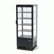 Maxima - Vitrine Réfrigérée 98L 4 côtés vitrés avec 4 étagères LED serrure noir 0-12°C refroidissement ventilé 42.8x38.6x111 cm - noir plast