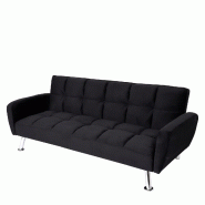 Mendler Canapé HWC-K19, Canapé-lit Lit Canapé-lit pliant, Nosagfederation Fonction sommeil 203cm ~ Velours noir - noir textile 89554