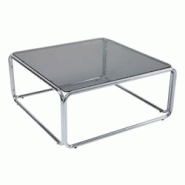 Oviala Business Oviala Table basse carrée L90 cm en métal et en verre noir - noir verre 114449