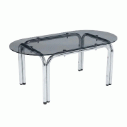 Oviala Business Table à manger ovale en métal et verre trempé 6 places noir , L 160 x l 90 x h 75 cm Oviala - noir verre 115775